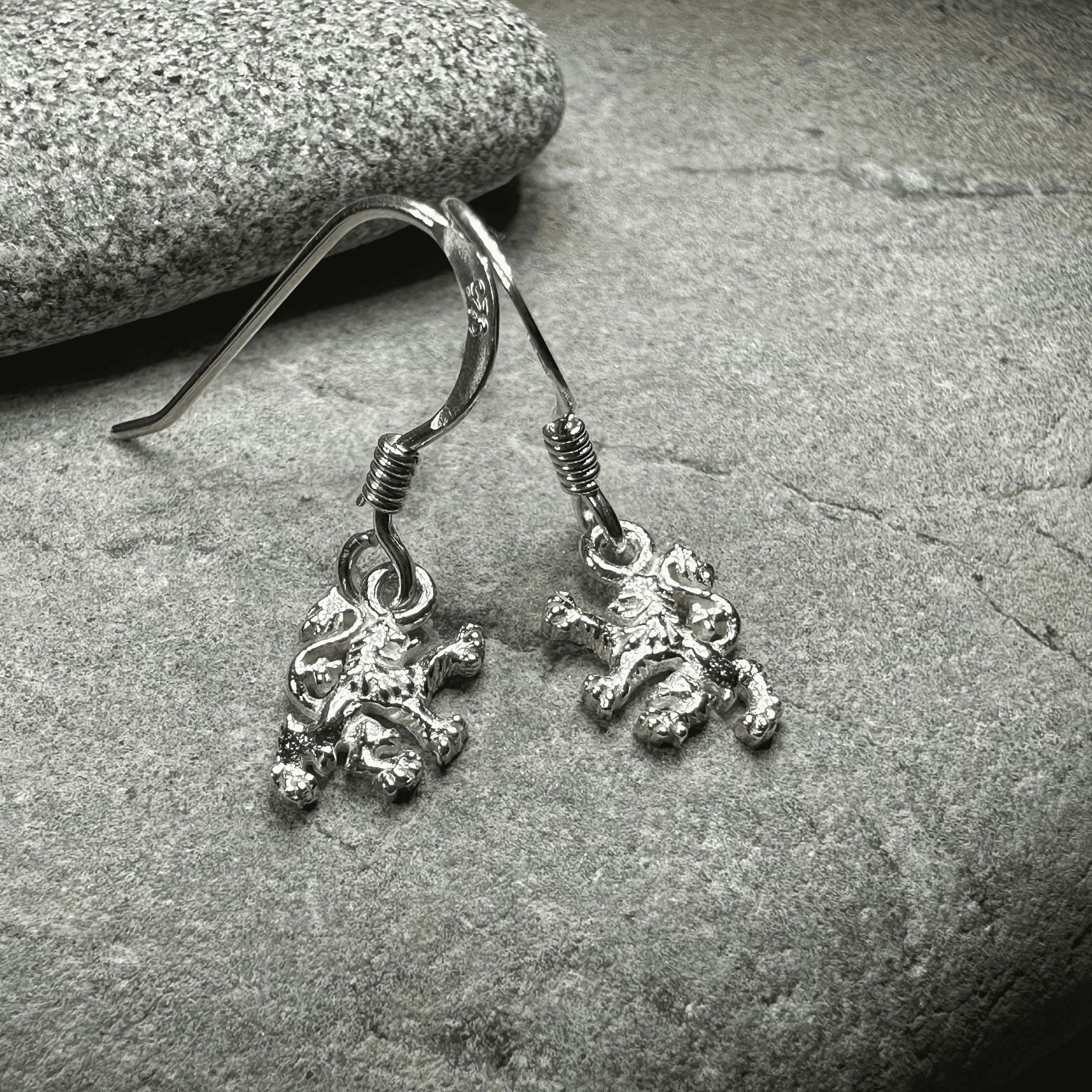 Petite Scotland Lion Earrings - sterling silver