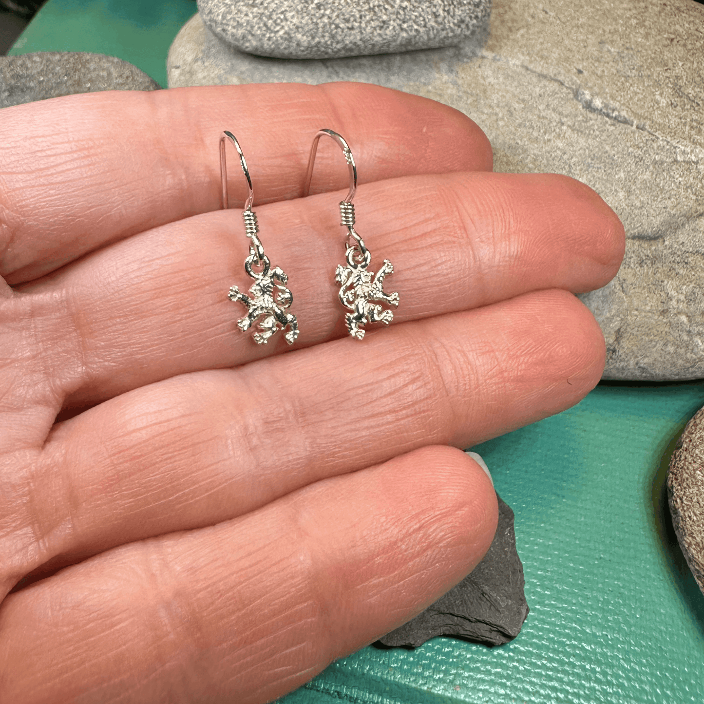 Petite Scotland Lion Earrings - sterling silver