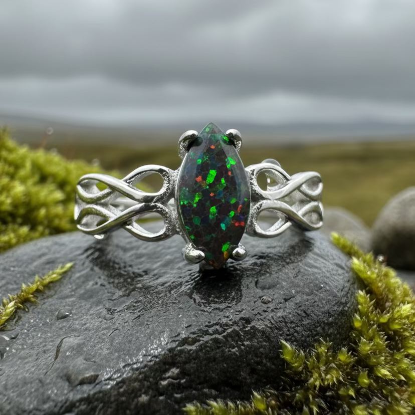 Astrid Celtic Fire Opal Ring