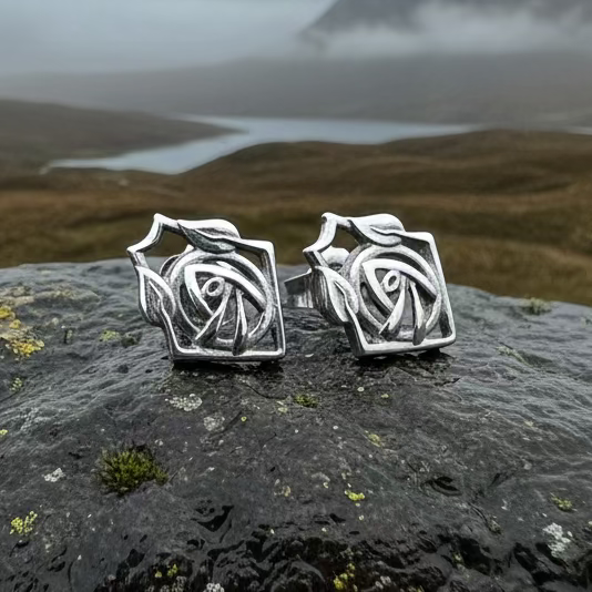 Rose Art Deco Stud Earrings