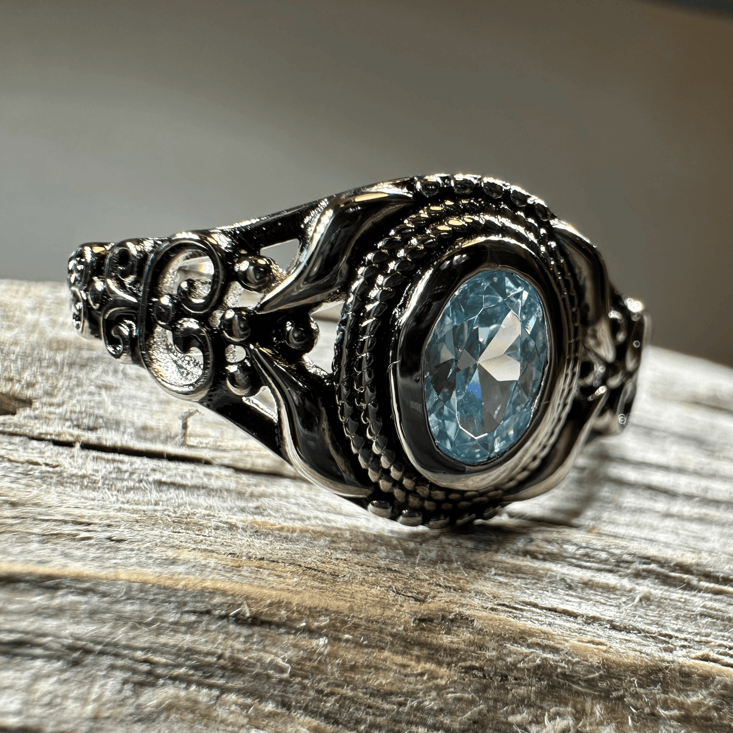 Romantic Celtic Knot Ring - 9 / Blue Topaz