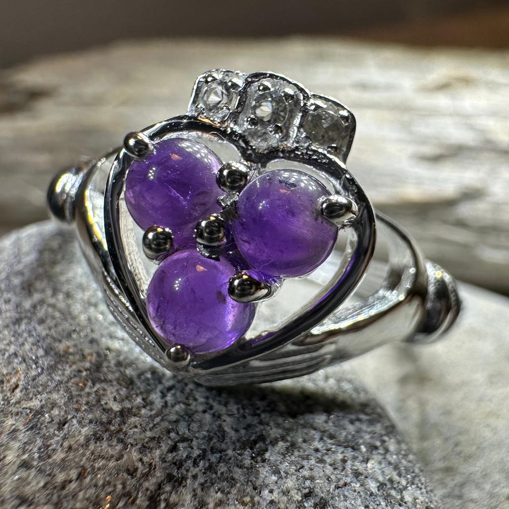 Eternity Amethyst Claddagh Ring