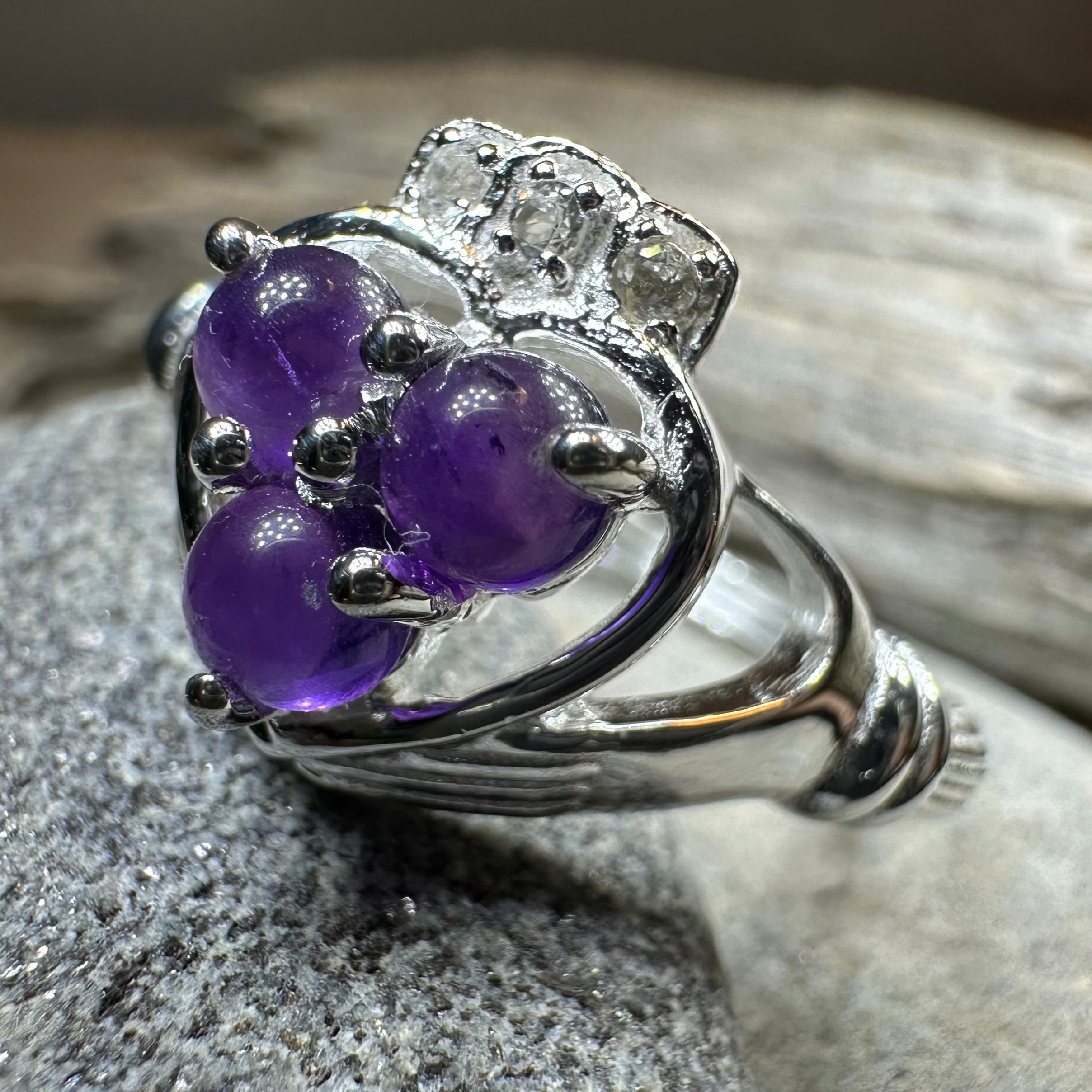Eternity Amethyst Claddagh Ring