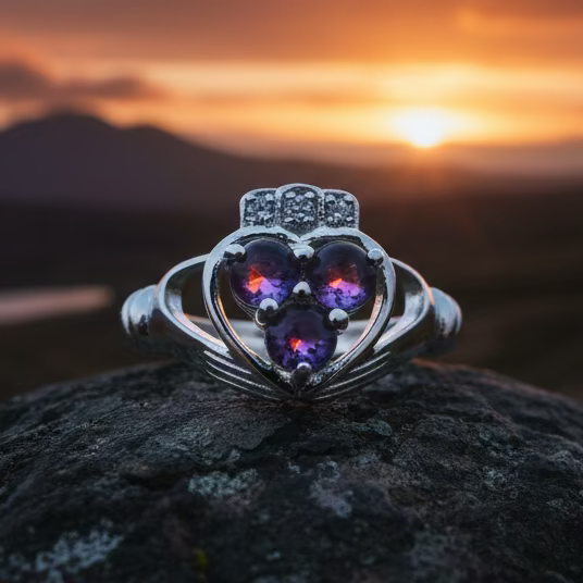 Eternity Amethyst Claddagh Ring