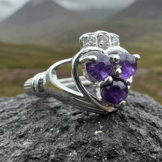 Eternity Amethyst Claddagh Ring