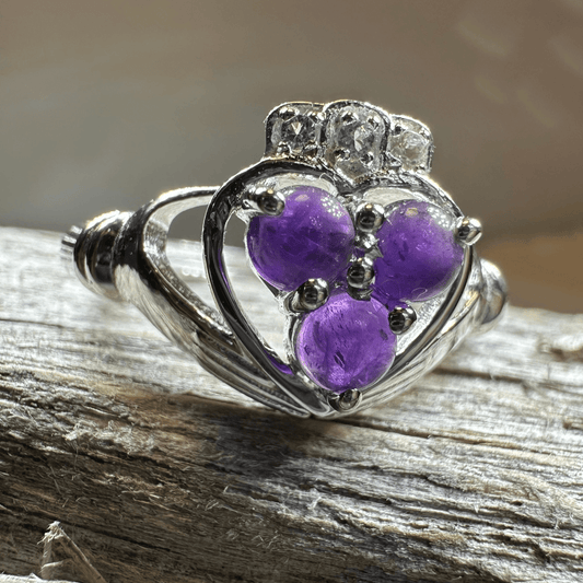 Eternity Amethyst Claddagh Ring - 6
