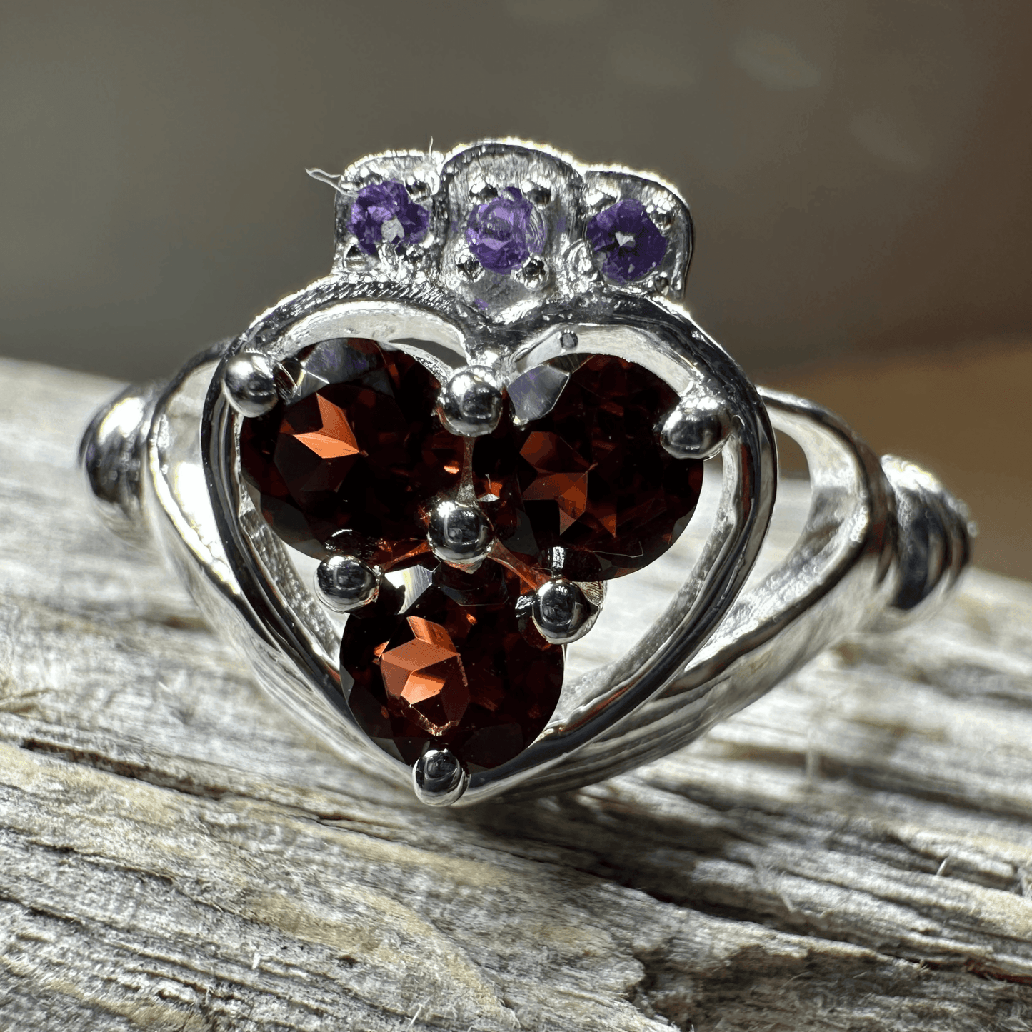 True Love Garnet Claddagh Ring - 5