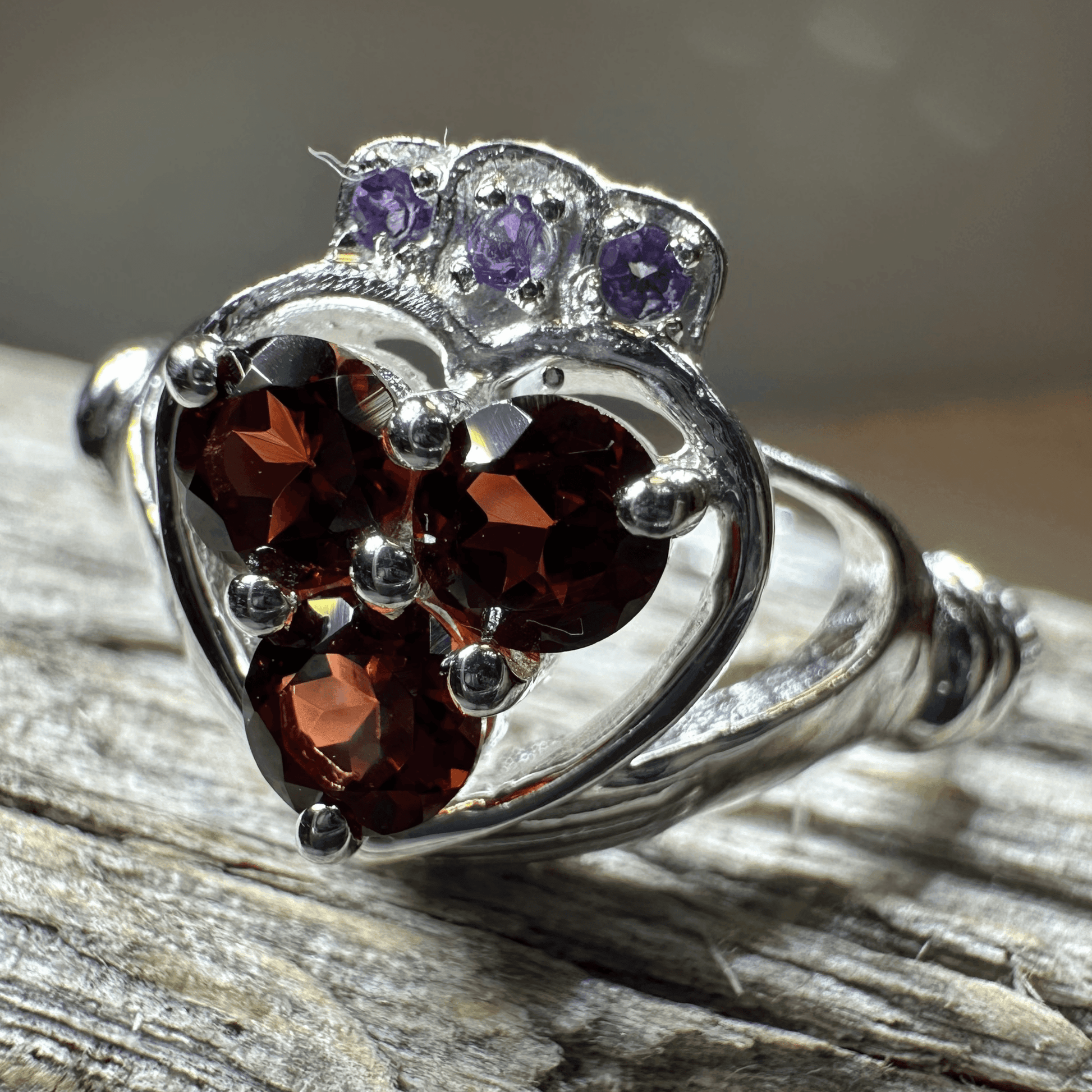 True Love Garnet Claddagh Ring - 5