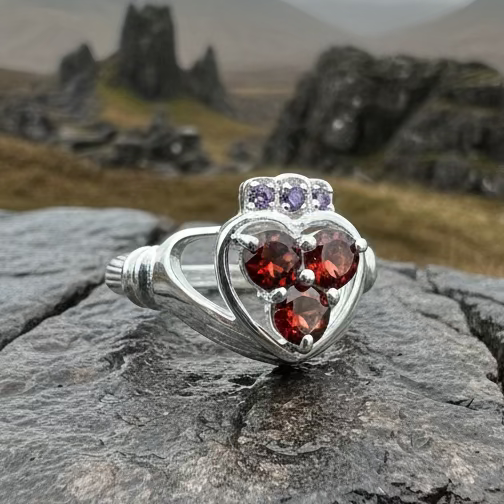 True Love Garnet Claddagh Ring