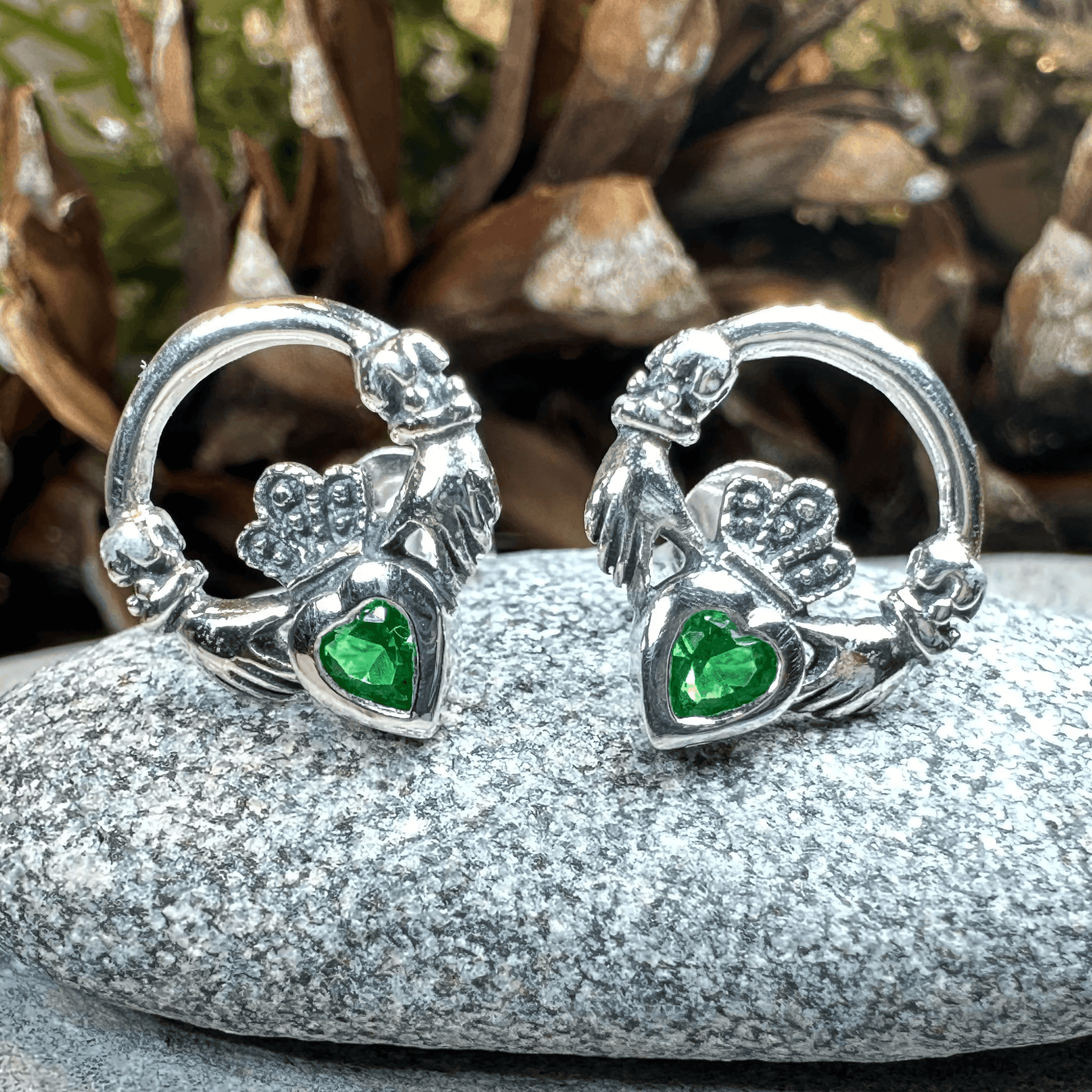 Cheerful Claddagh Earrings - Garnet