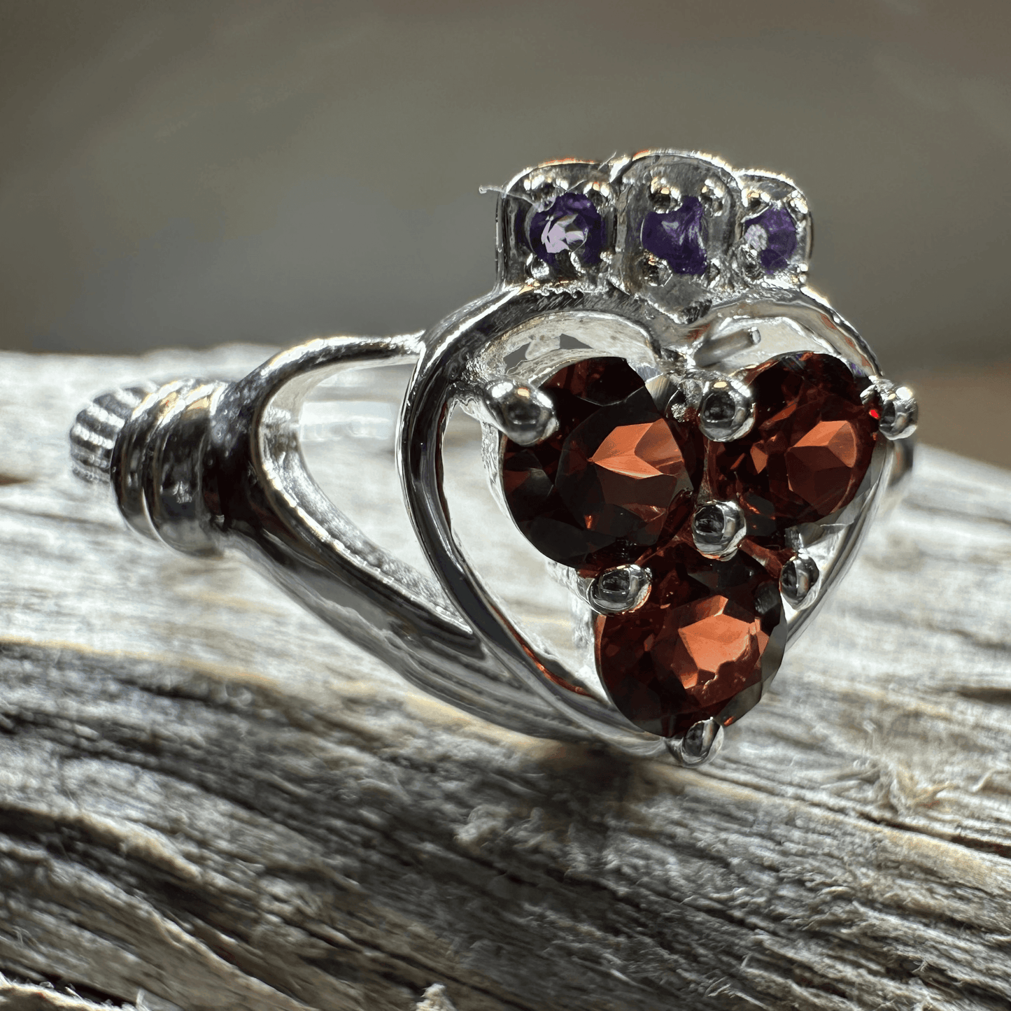 True Love Garnet Claddagh Ring - 5