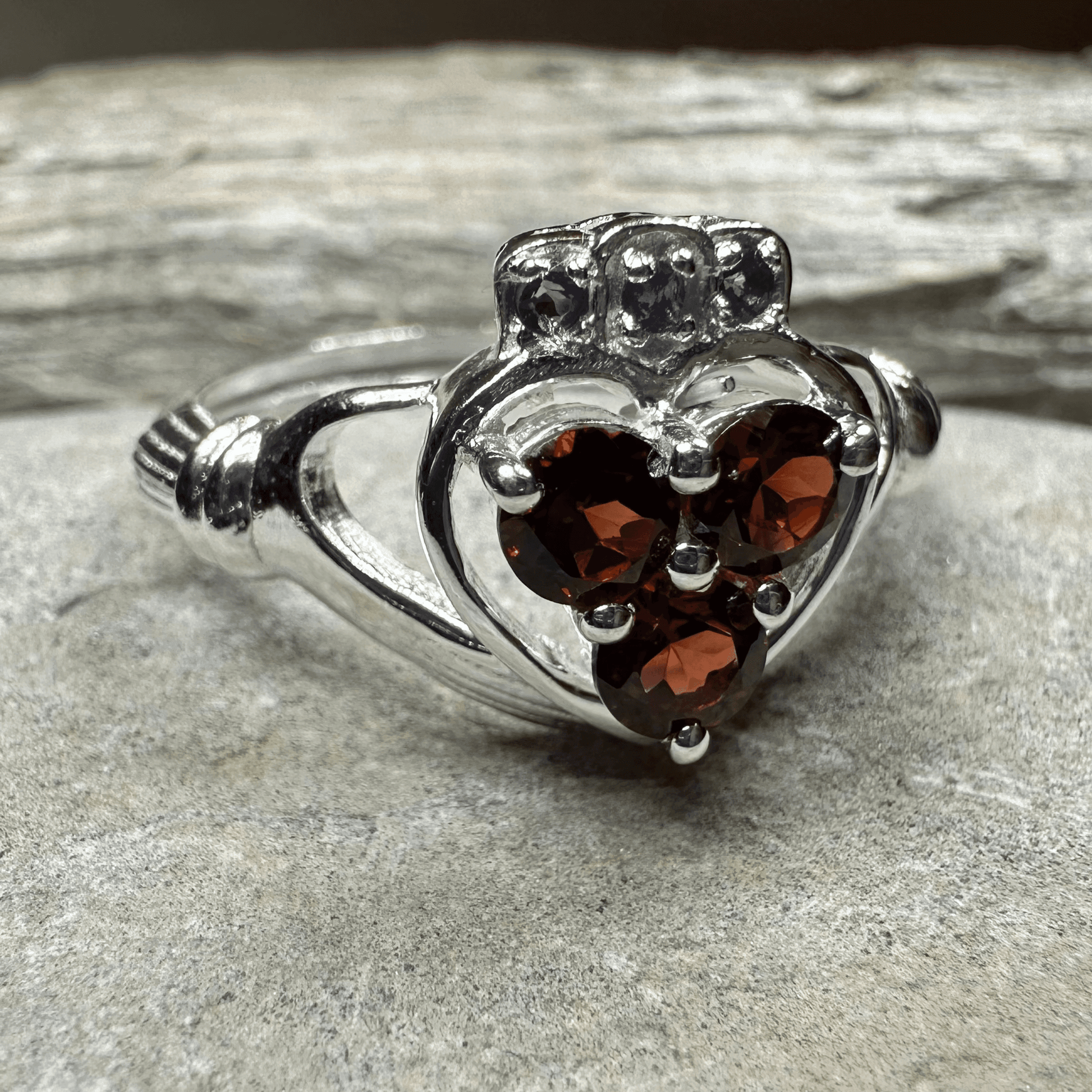 True Love Garnet Claddagh Ring - 5
