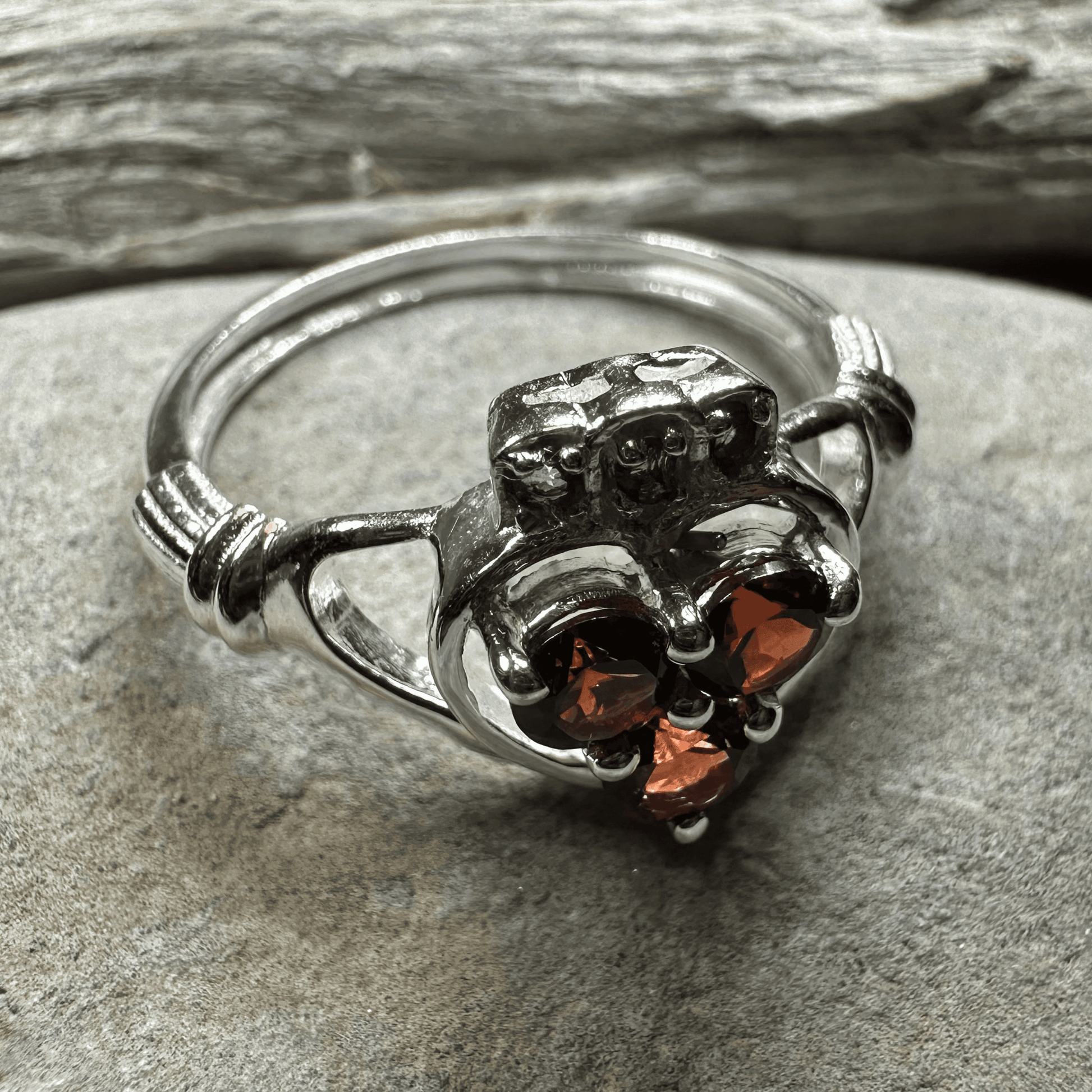 True Love Garnet Claddagh Ring - 5