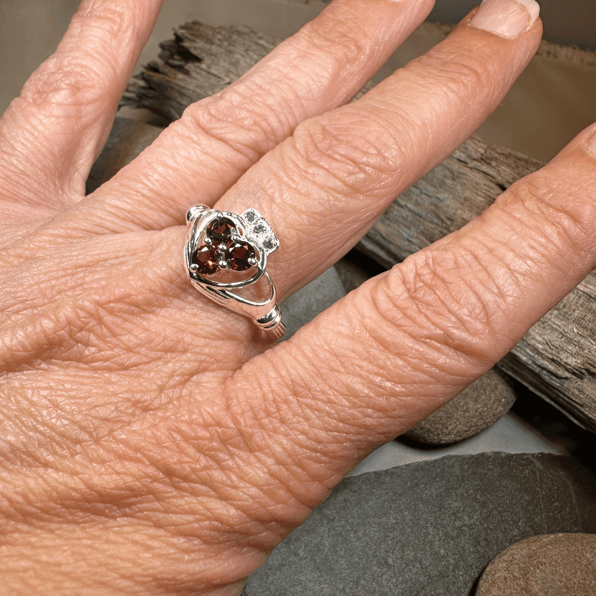 True Love Garnet Claddagh Ring - 5