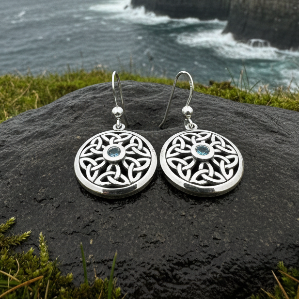 Blue Sky Trinity Knot Earrings