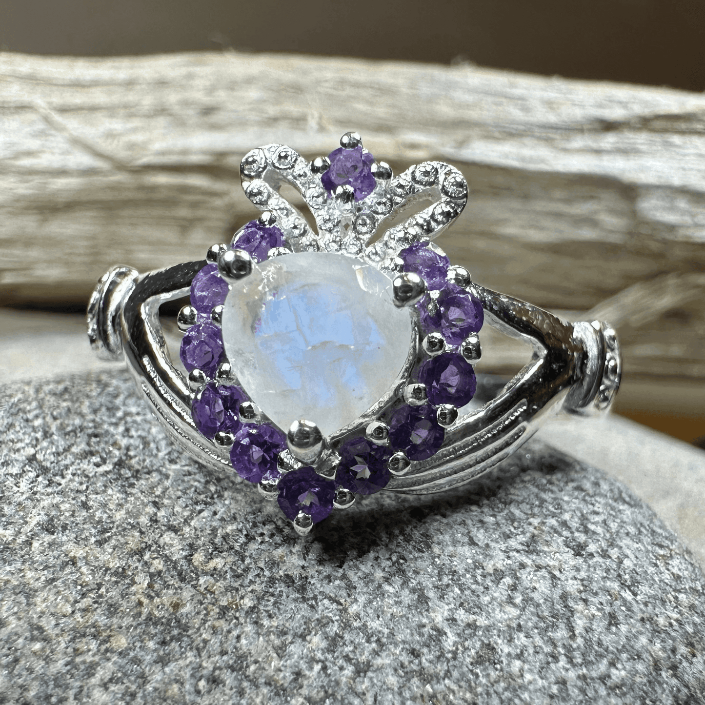 Adore Moonstone Claddagh Ring - 5