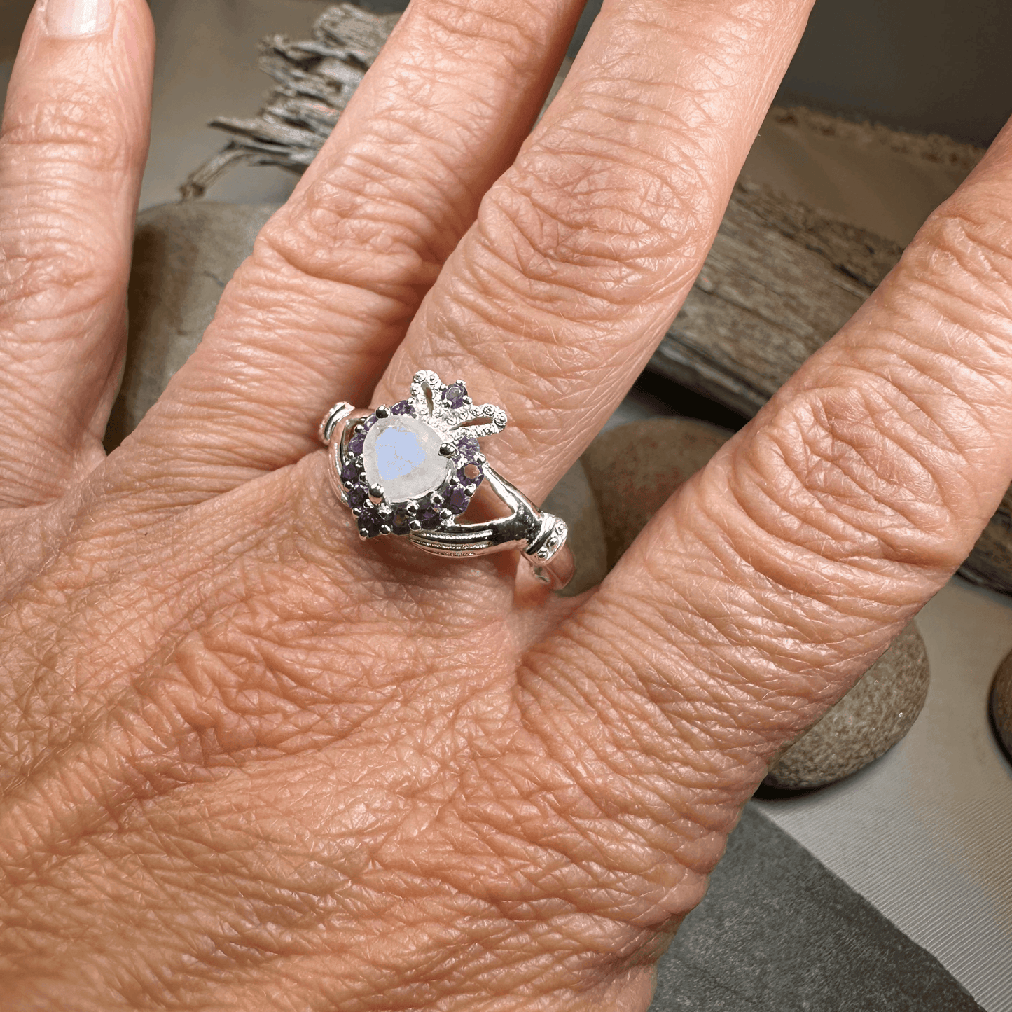 Adore Moonstone Claddagh Ring - 5