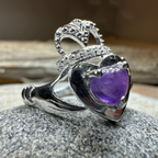 Noble Heart Amethyst Claddagh Ring