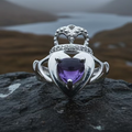 Noble Heart Amethyst Claddagh Ring