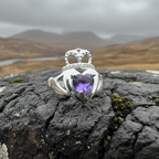 Noble Heart Amethyst Claddagh Ring