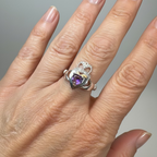 Noble Heart Amethyst Claddagh Ring