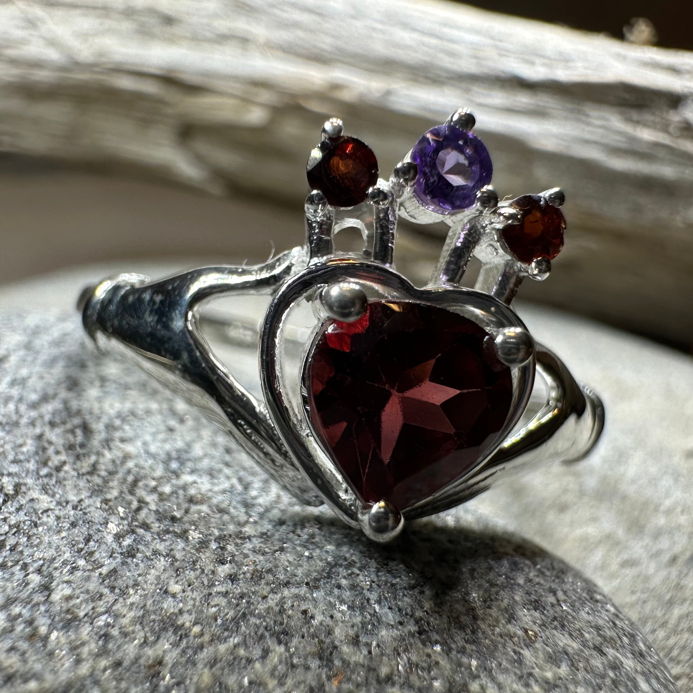 Royal Garnet Claddagh Ring