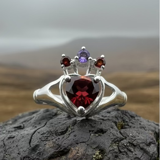 Royal Garnet Claddagh Ring