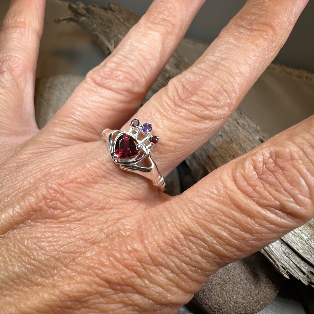 Royal Garnet Claddagh Ring