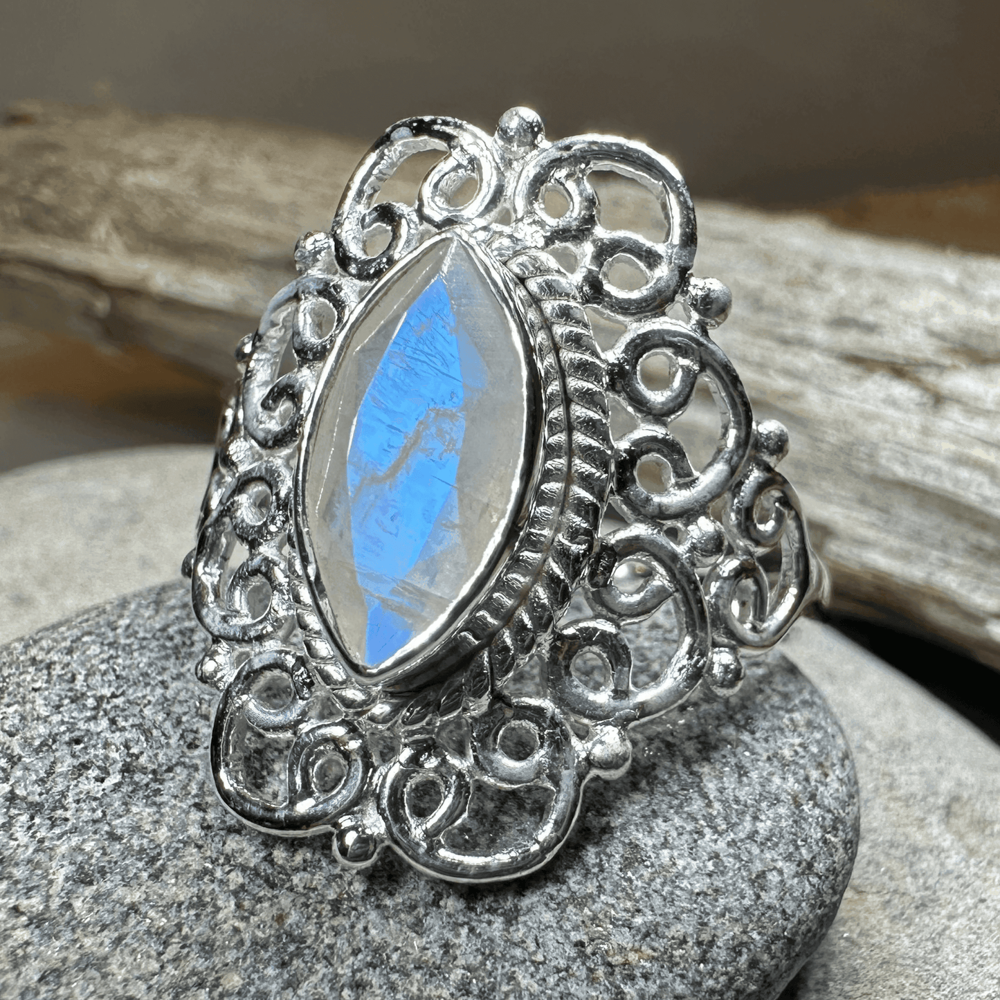 Orenda Celtic Spiral Moonstone Ring - 6