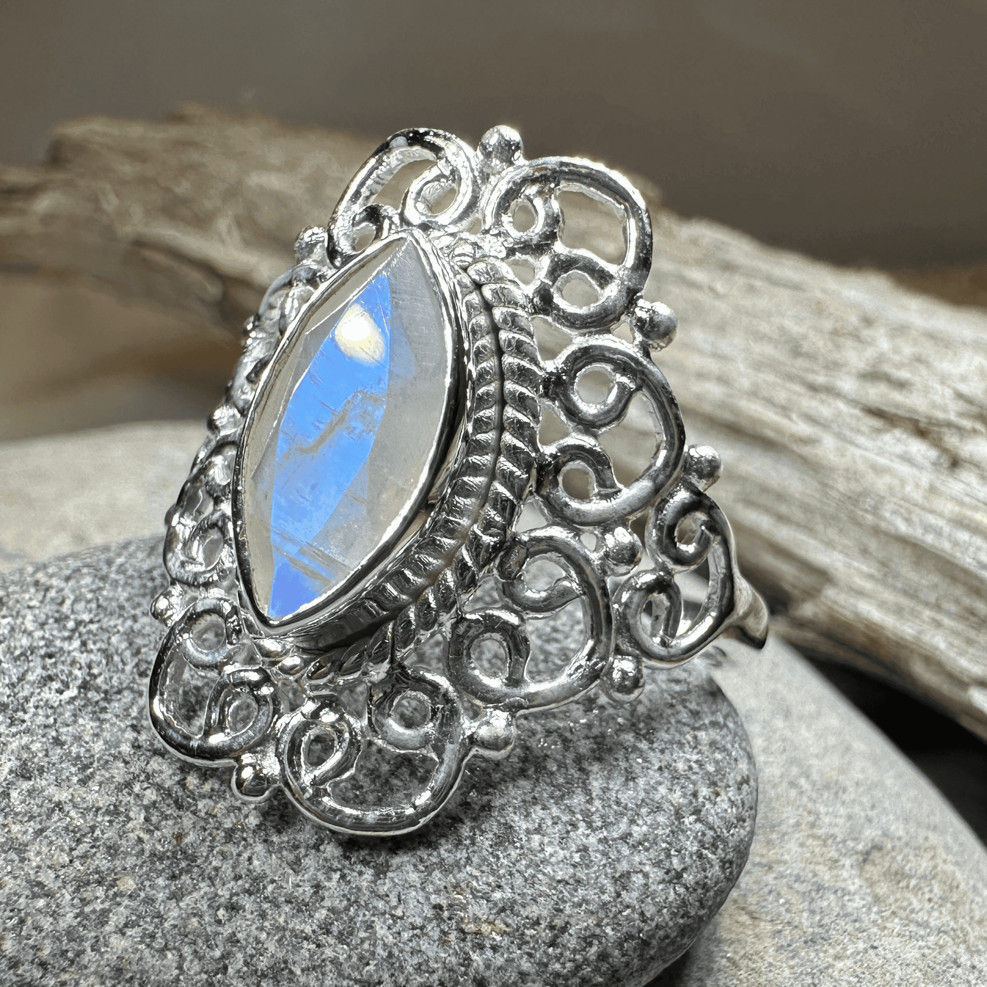 Orenda Celtic Spiral Moonstone Ring - 6