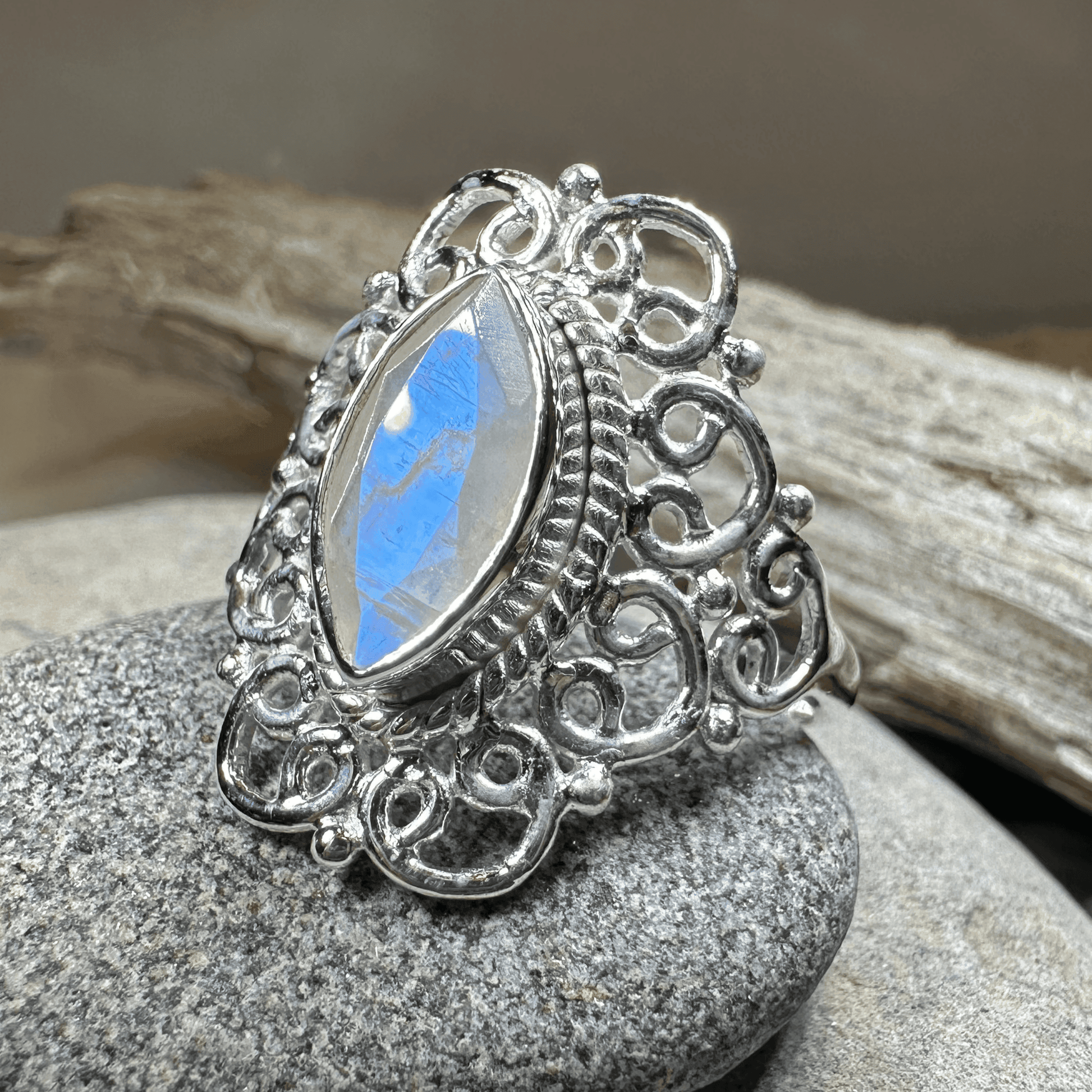 Orenda Celtic Spiral Moonstone Ring - 6