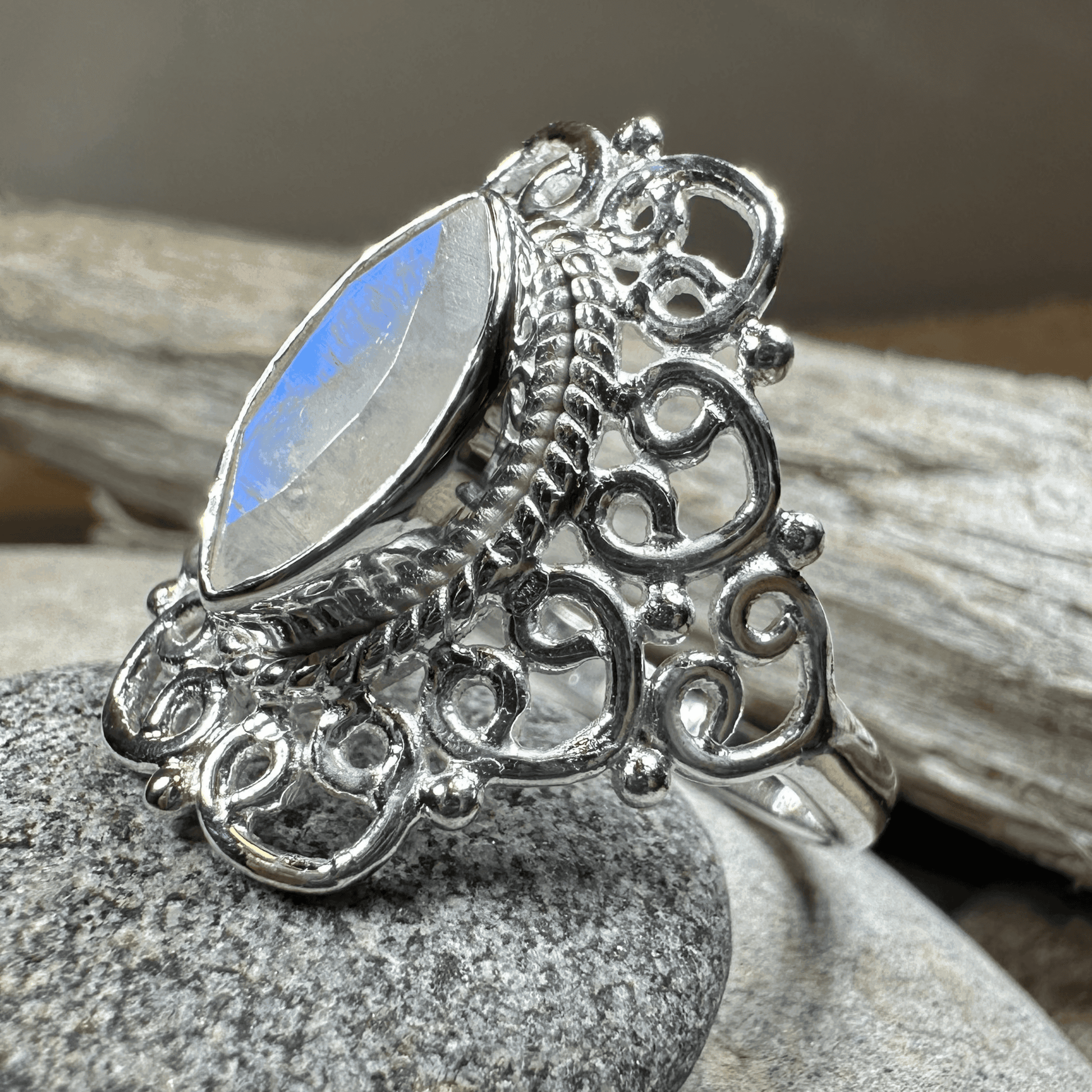Orenda Celtic Spiral Moonstone Ring - 6