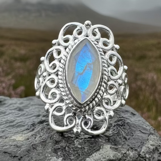 Orenda Celtic Spiral Moonstone Ring