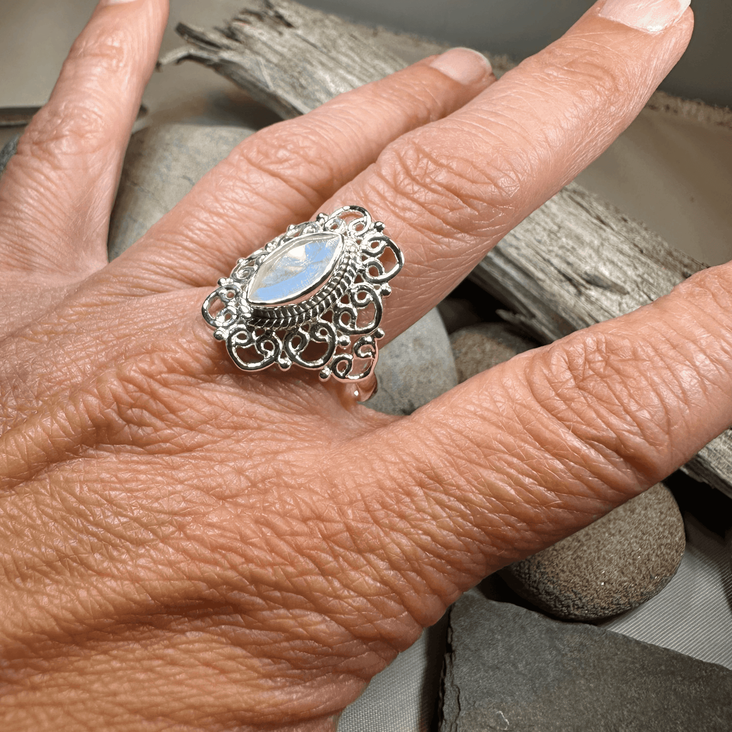Orenda Celtic Spiral Moonstone Ring - 6