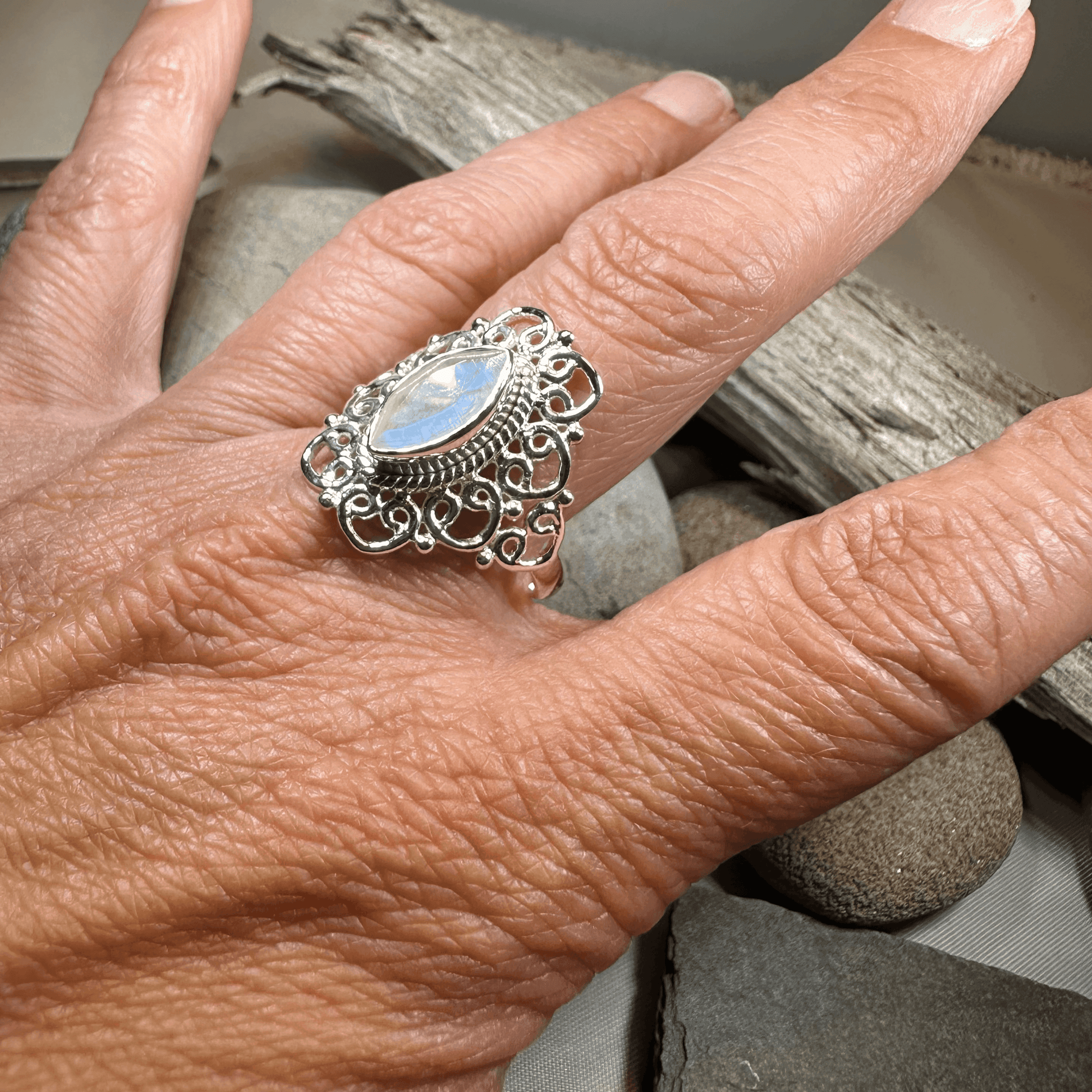 Orenda Celtic Spiral Moonstone Ring - 6