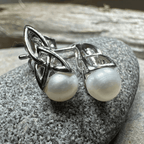 Trinity Knot Pearl Post Earring - Sterling silver