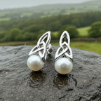 Trinity Knot Pearl Post Earring