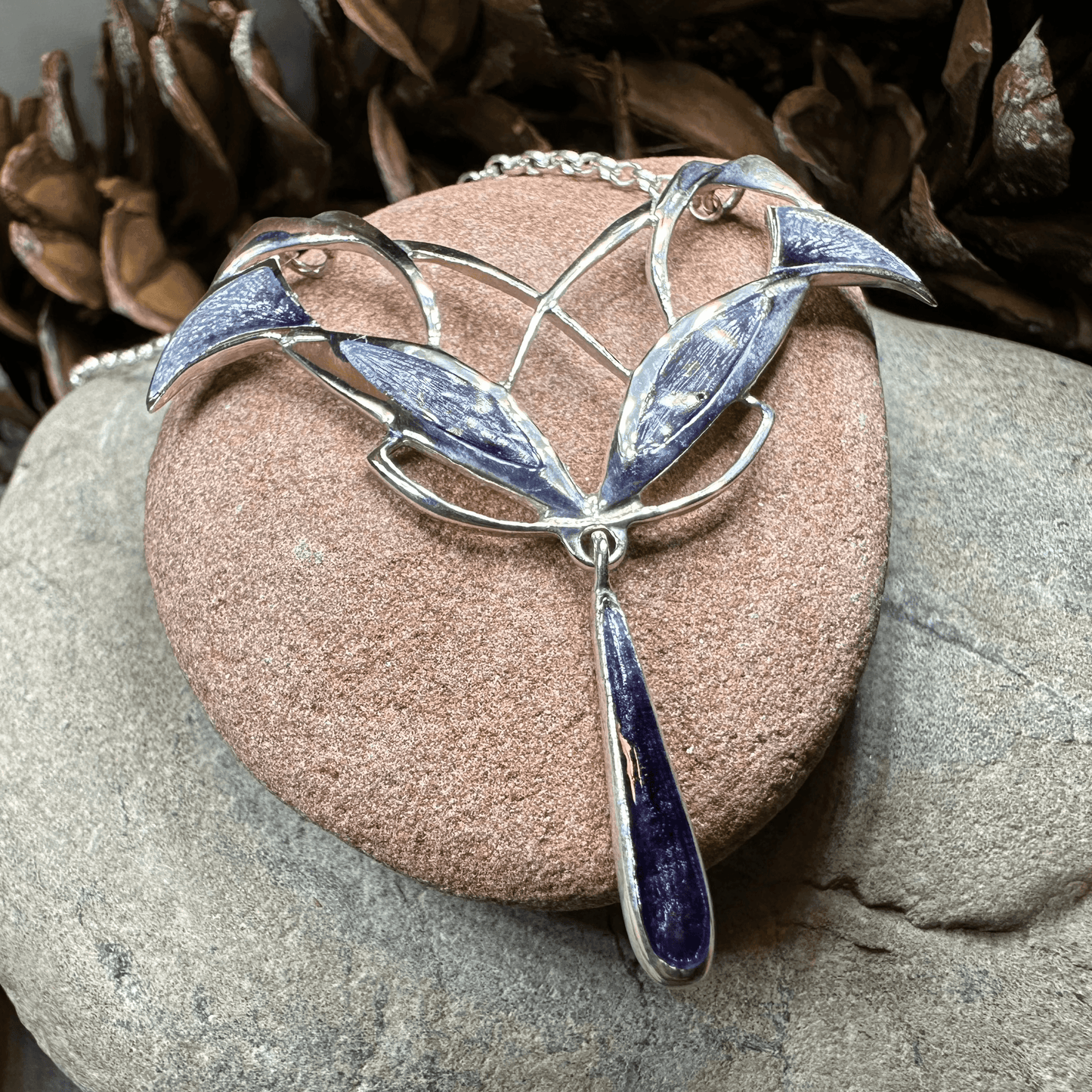 Dusty Purple Mackintosh Art Deco Necklace - Purple