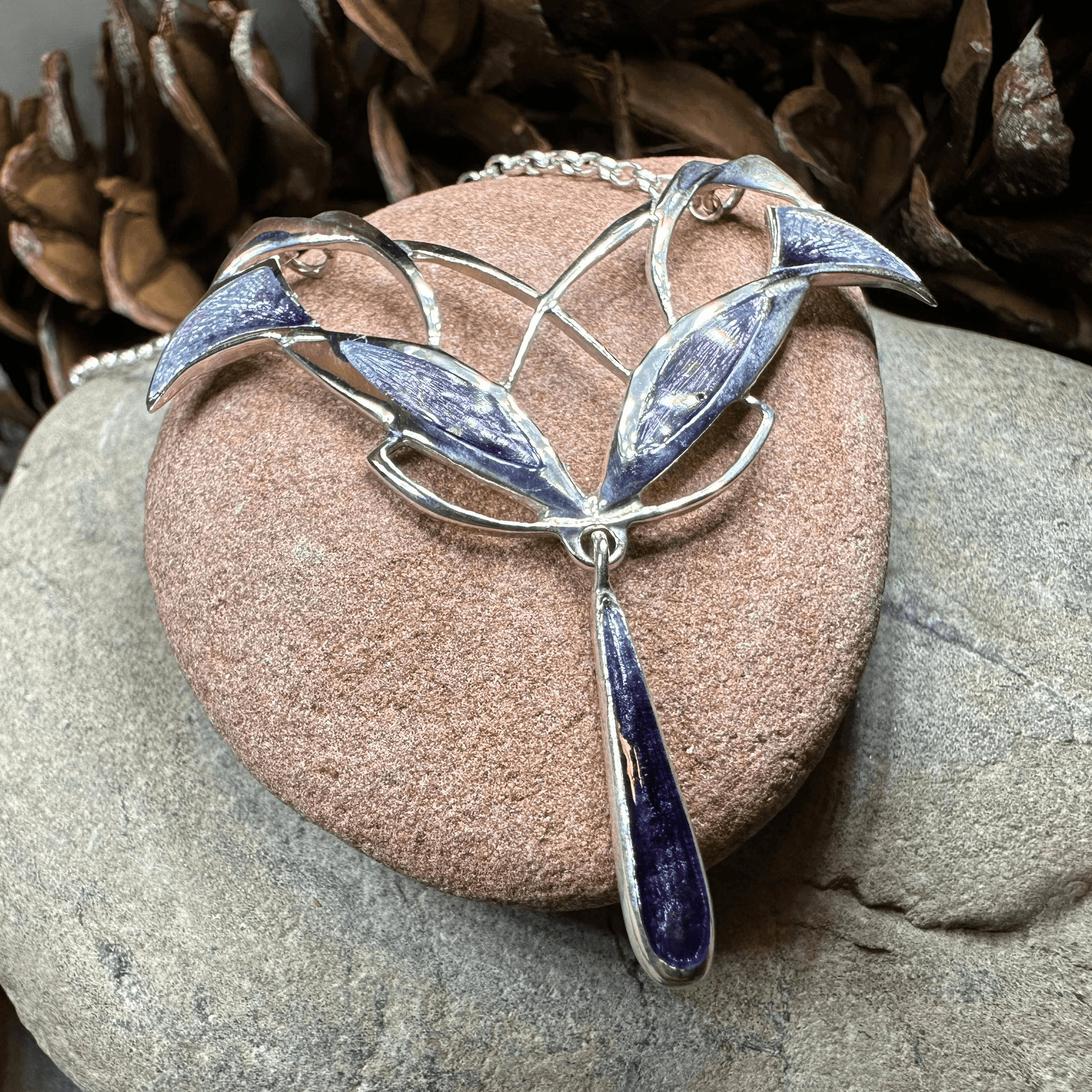 Dusty Purple Mackintosh Art Deco Necklace - Purple