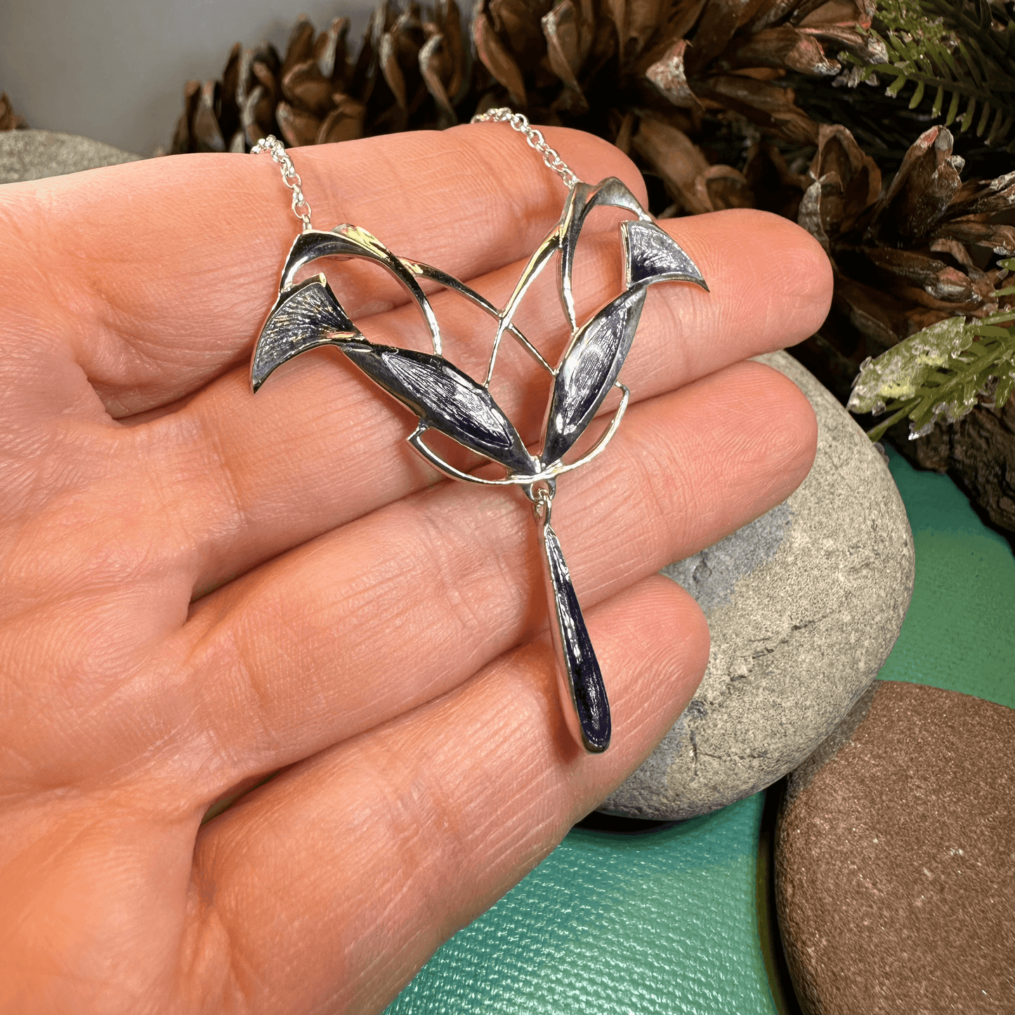 Dusty Purple Mackintosh Art Deco Necklace - Purple