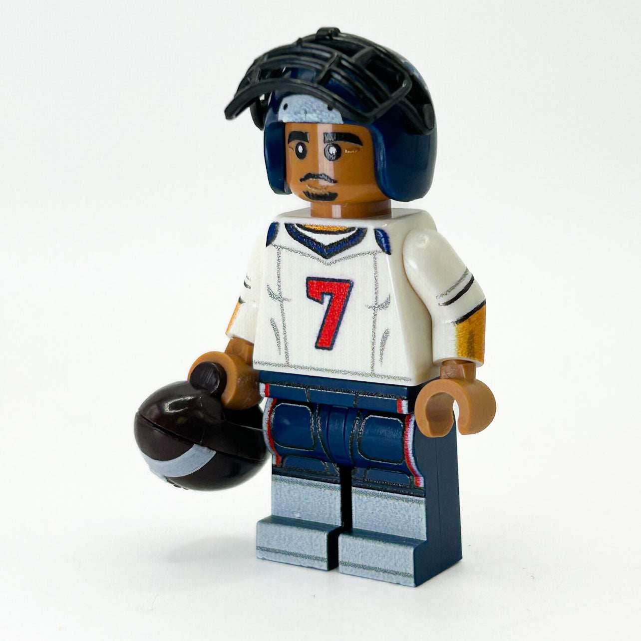 #7 QB Houston Football Player Minifig made using LEGO parts - B3 Customs - 