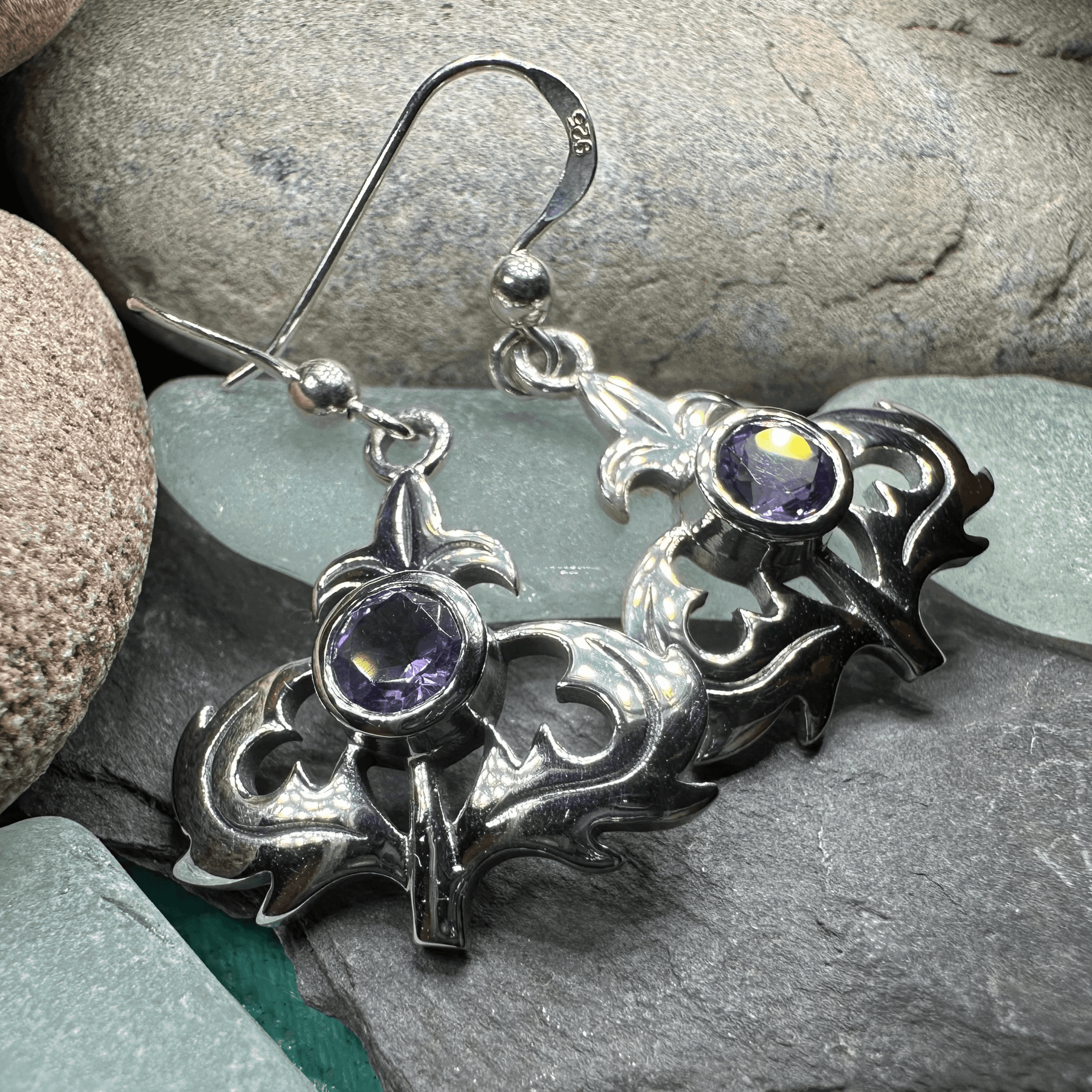 Amethyst Thistle Earrings - 