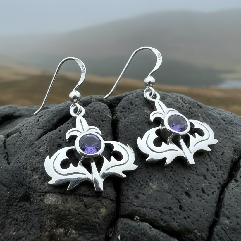 Amethyst Thistle Earrings