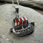 Red Sails Viking Ship Necklace