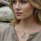 Red Sails Viking Ship Necklace