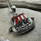 Red Sails Viking Ship Necklace