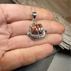 Red Sails Viking Ship Necklace