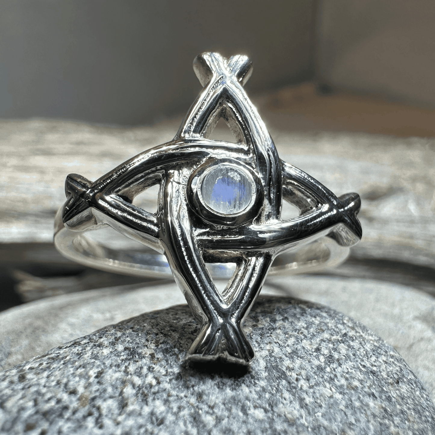 Moonstone Saint Brigid's Cross Ring - 5