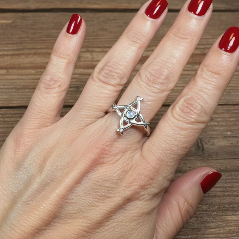 Moonstone Saint Brigid's Cross Ring