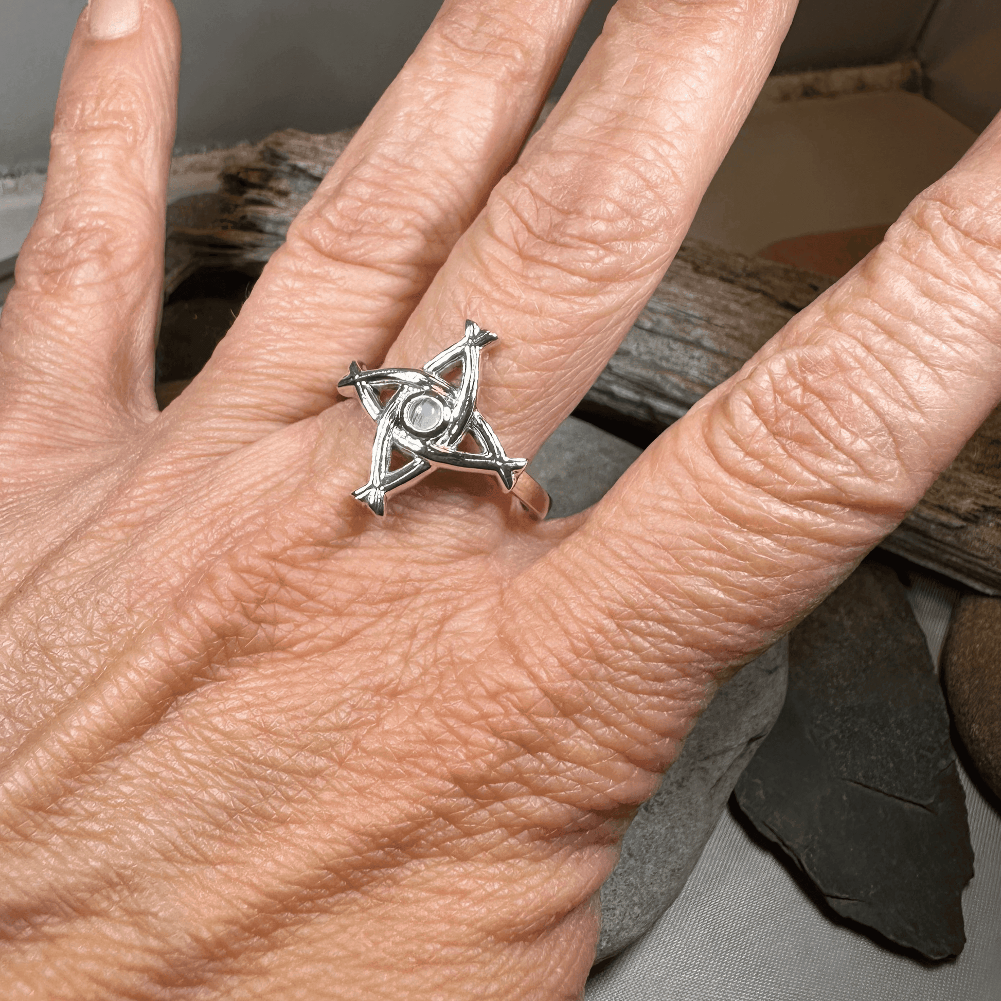 Moonstone Saint Brigid's Cross Ring - 5